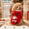 Toy poodle wearing the red Wayloa Christmas Dog Jumper with Santa Claus design