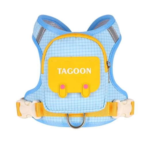 Wayloa 3-in-1 Dog Backpack Harness in blue with yellow mini backpack pocket