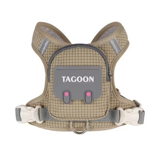 Wayloa 3-in-1 Dog Backpack Harness in beige with gray mini backpack pocket