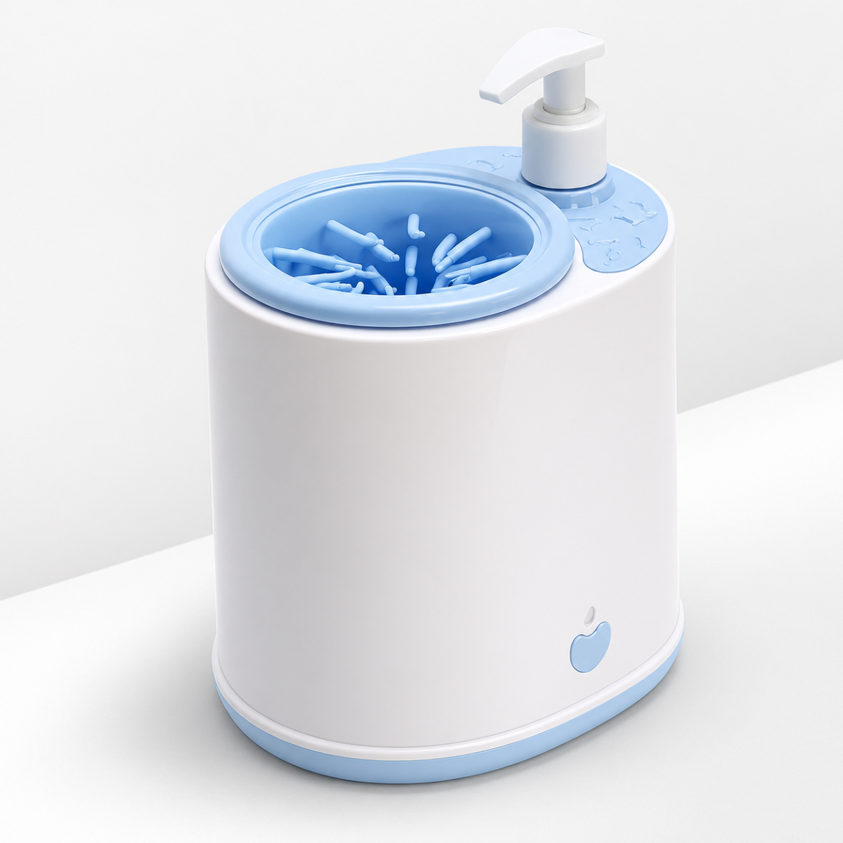 Wayloa Electric Dog Paw Cleaner in blue with soap dispenser