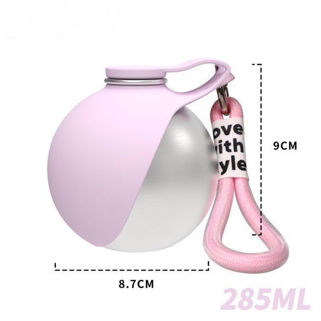 Pink Wayloa Stainless Steel Dog Water Bottle with silicone bowl lid